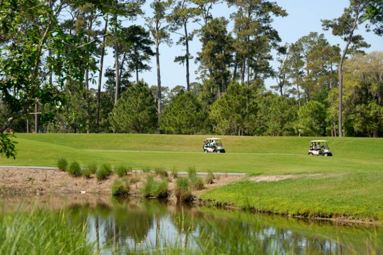 overlooking a water feature at a st augustine golf course in florida