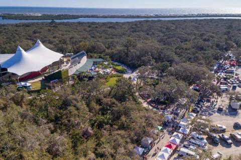 st augustine amphitheater aerial view with the water in the background st augustine amphitheater aerial view with the water in the background