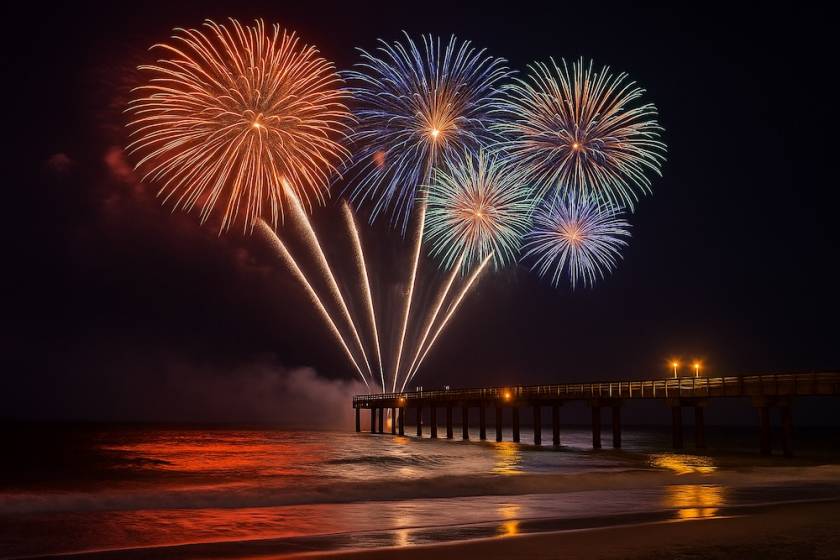 fireworks over water