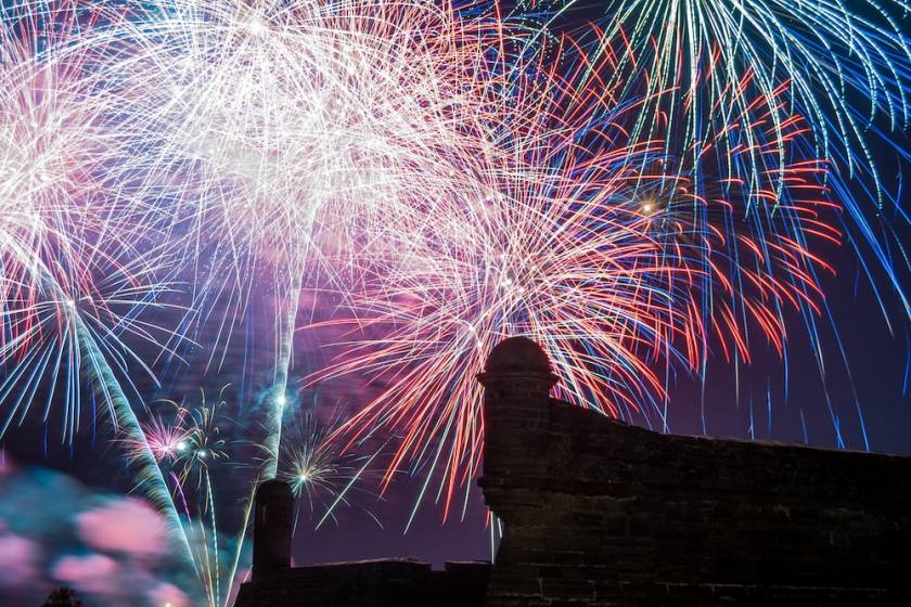 fourth of july fireworks in st. augustine, fl